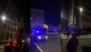 В Астане спасатели спасли рабочего, повисшего на кронштейне